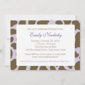 Giraffe Spots en Paarse Bow Baby shower Kaart (Achterkant)