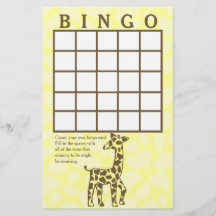 Giraffe Spots Yellow Bingo Kaart