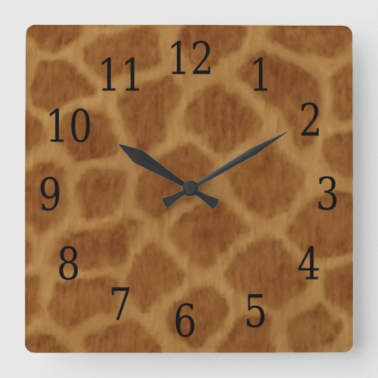 Giraffe Square Clock Vierkante Klok (Voorkant)