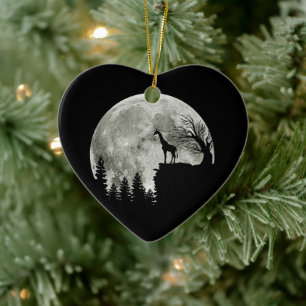 Giraffe staat op Moon Halloween Gift voor haar cd Keramisch Ornament