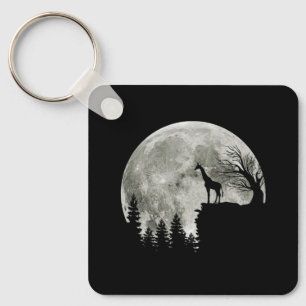 Giraffe Stand op Mountain Spooky Halloween Moon Sleutelhanger
