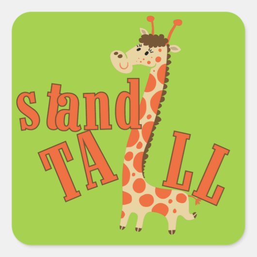 Giraffe standaard vierkante sticker (Voorkant)