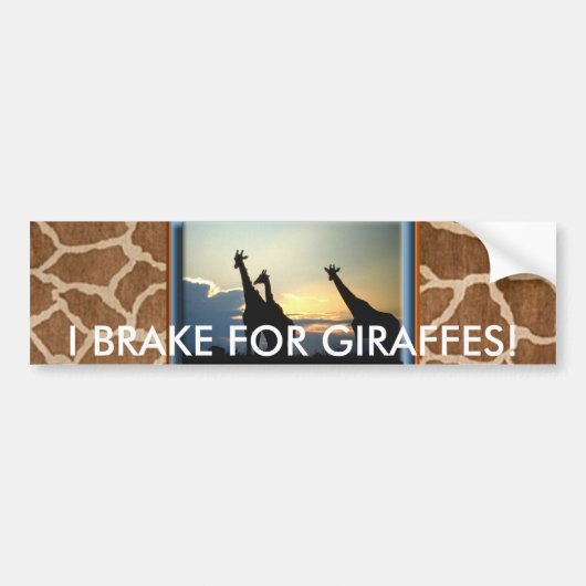 Giraffe SUNSET Bumpersticker (Voorkant)