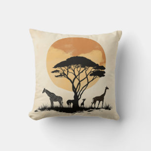 Giraffe Sunset Safari Coussin