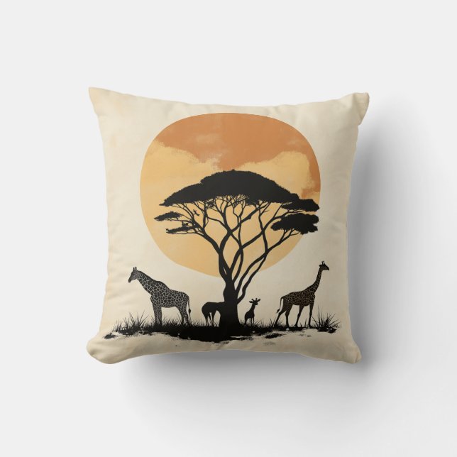 Giraffe Sunset Safari Pillow Kussen (Voorkant)