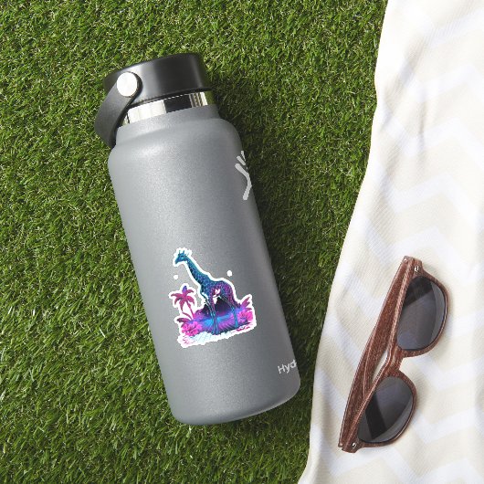 Giraffe Synthwave Vaporwave Art Sticker (HydroFlask Insitu)