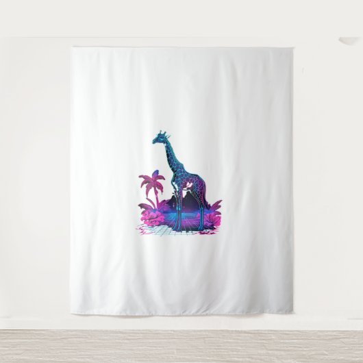 Giraffe Synthwave Vaporwave Art Wandkleed (Voorkant)