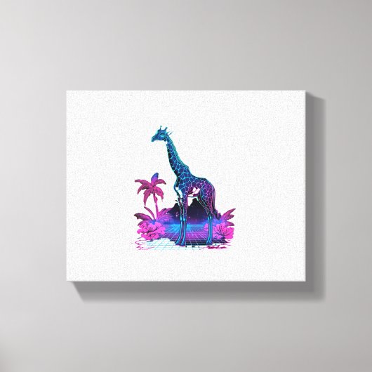 Giraffe Synthwave Vaporwave Kunst Canvas Afdruk (Voorkant)