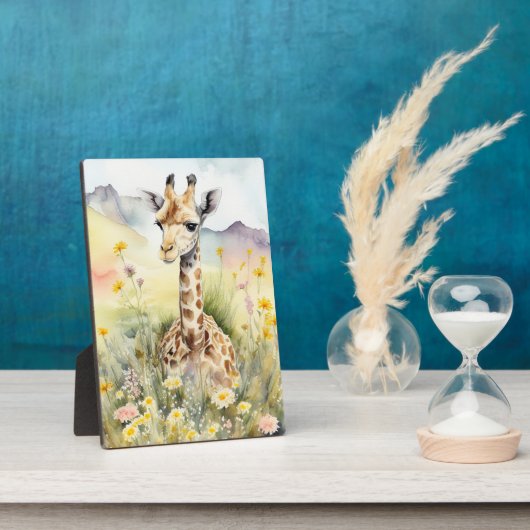 Giraffe Tabletop Plaque met Easel Fotoplaat (Zijkant)
