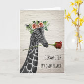 Giraffe ter My Own Heart Boho Giraffe Valentijn Kaart (Gele Bloem)