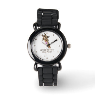 Giraffe Tongue Out en Playful Wink - Grappig Horloge