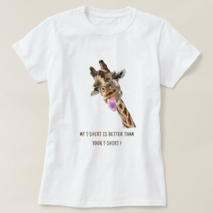 Giraffe Tongue Out Funny T-shirt - Aangepaste teks