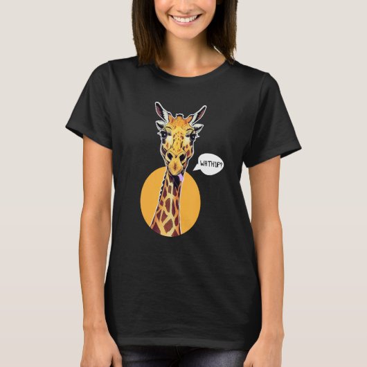 Giraffe Tongue Out What's Up Zoo Animal T-shirt (Voorkant)