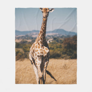 Giraffe UITGESCHAKELD MET BROWN GRASS Fleece Deken