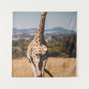 Giraffe UITGESCHAKELD MET BROWN GRASS Wandkleed