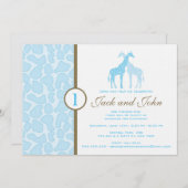 Giraffe uitnodiging op zondag - tweelingjongens (Voorkant / Achterkant)