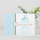 Giraffe uitnodiging op zondag - tweelingjongens (Staand voorkant)