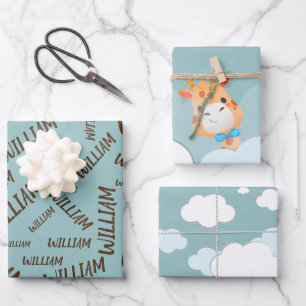 Giraffe van de Baby van de waterverf, Safari Anima Inpakpapier Vel