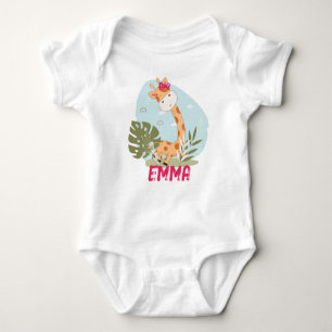 Giraffe van de Baby van de waterverf, Safari Anima Romper