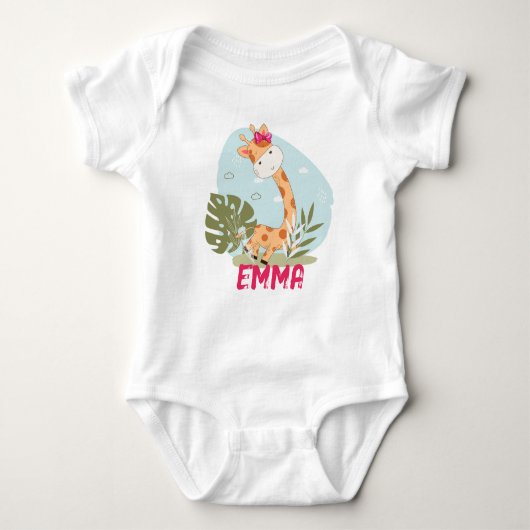 Giraffe van de Baby van de waterverf, Safari Anima Romper (Voorkant)