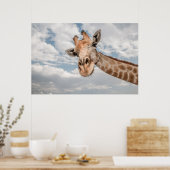 Giraffe van dichtbij poster (Keuken)