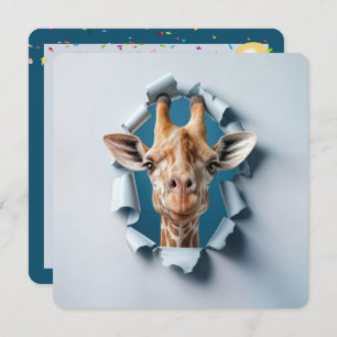 Giraffe van het 2e verjaardagsfeest in een gescheu kaart