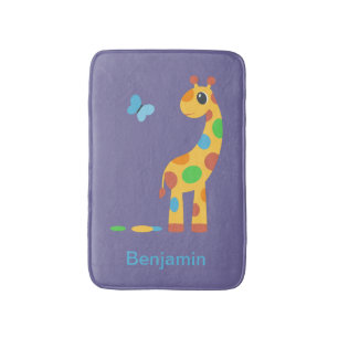 Giraffe van kleurrijke Cartoon en vlinder Badmat