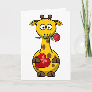 Giraffe van valentijns met Roos Feestdagen Kaart