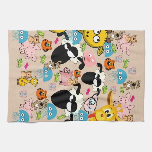 Giraffe, Varkens, olifant, keukenhanddoek (Horizontaal)