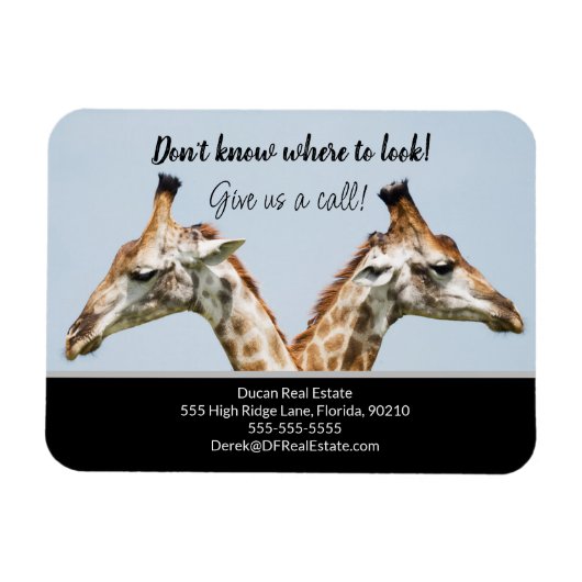 Giraffe vastgoedmarketing verkoopt briefkaart magneet (Horizontaal)