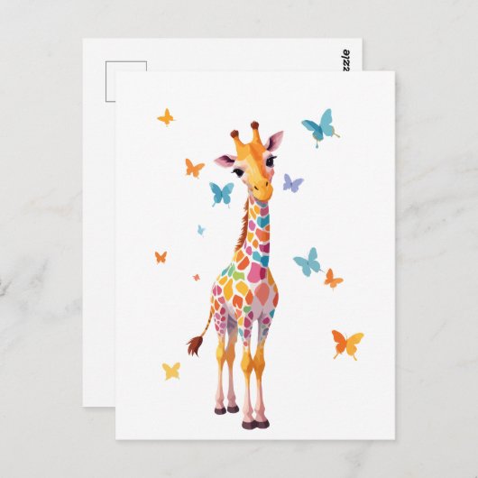 Giraffe Vector Schilderen Schattig Fun Animal Play Briefkaart (Voorkant / Achterkant)