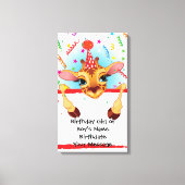 Giraffe Verjaardag Memento Canvas Afdruk (Voorkant)