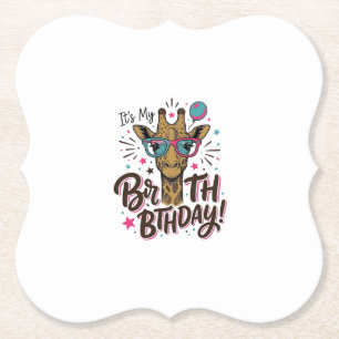 Giraffe-verjaardag vintage gravure feest shirt_1 kartonnen onderzetters
