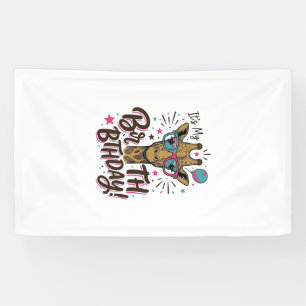 Giraffe Verjaardag Vintage Gravure Feest Shirt_1 Spandoek