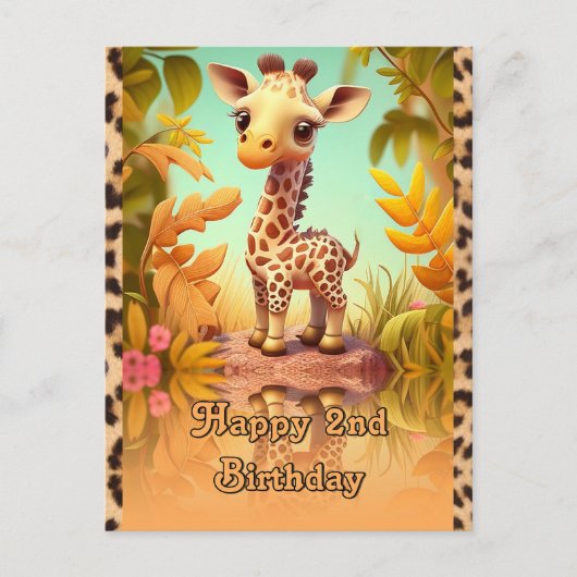 Giraffe verjaardag voor kinderen briefkaart (Voorkant)