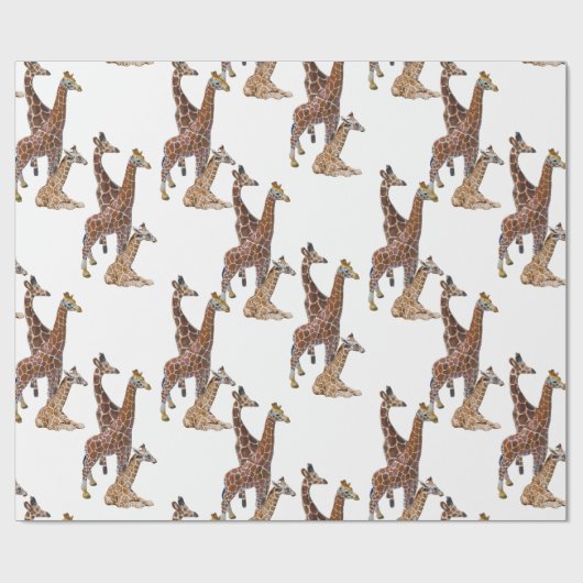 Giraffe Verjaardagssafari Cadeaupapier (Vlak)