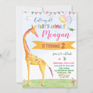 Giraffe verjaardagsuitnodiging Safari oerwoud Kaart