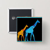 Giraffe Vierkante Button 5,1 Cm (Voorkant /achterkant)