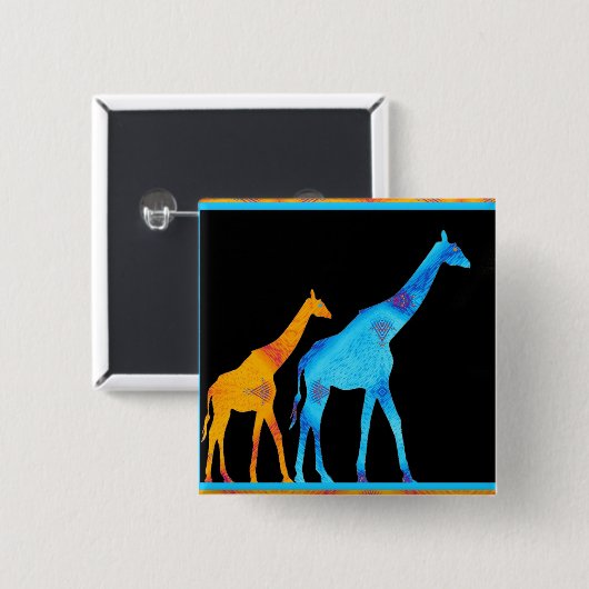 Giraffe Vierkante Button 5,1 Cm (Voorkant /achterkant)