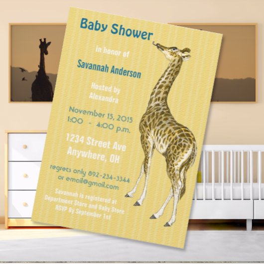 Giraffe vintage bébé garçon douche Invitations