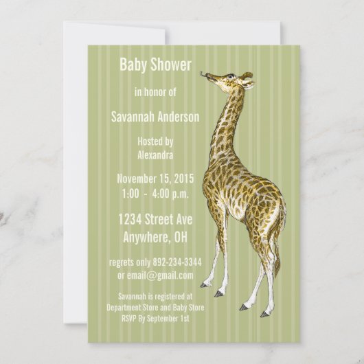 Giraffe vintage bébé garçon douche Invitations (Devant)
