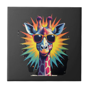 Giraffe Vintage Zonnebril Grappig Afrikaans Dier L Tegeltje