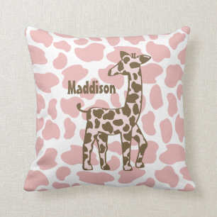 Giraffe vlekken roze en bruin kussen