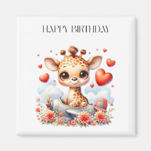 Giraffe Vliegtuig Verjaardag Magneet