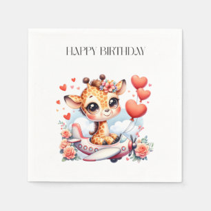 Giraffe Vliegtuig Verjaardag Servet