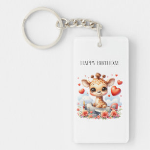 Giraffe Vliegtuig Verjaardag Sleutelhanger