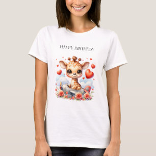 Giraffe Vliegtuig Verjaardag T-shirt