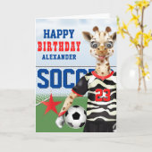 Giraffe Voetbal kinderen van Birthday Kaart (Gele Bloem)