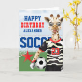Giraffe Voetbal kinderen van Birthday Kaart (Gele Bloem)