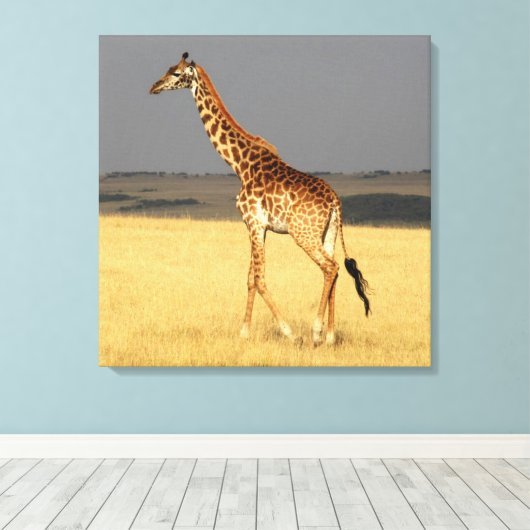 Giraffe volledig lichaam Afrikaanse dieren Canvas Afdruk (Insitu (Houten vloer))